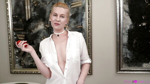 Blonde babe Avrora White enjoys while the guy licks her wet pussy