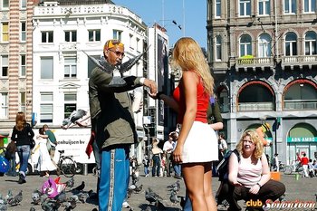 Huge Breasted Blondie Beauty Flashing Her Gigantic Orbs In Public