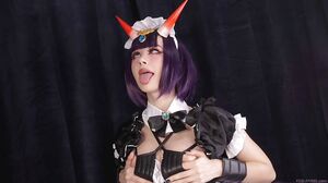 Cosplayer Purple Bitch enjoys being fucked as an anime maid