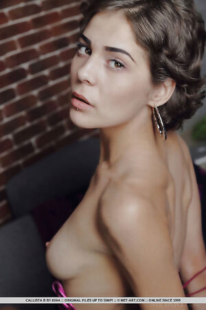 Stunning brunette babe Callista B takes off her dress to reveal her perfect body